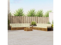 Vidaxl Conjunto De Sofás Para Exterior 9 Unid. Natural E Creme