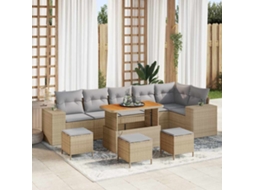 Vidaxl Conjunto De Sofá De Jardim 10 Unid. Bege Vime Pe
