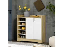 Sapateira Moderna Com 2 Portas Prat. Armazenamento Para 13 Pares De Sapatos80x30x80xm Madeira E Branco