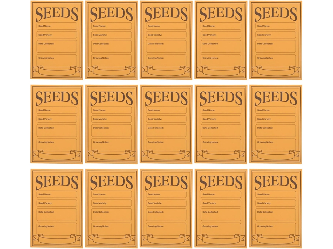 100 Envelopes Em Papel Kraft Laranja, Pequenos Autocolantes Para Grãos De Flores E Legumes, Gama Simples