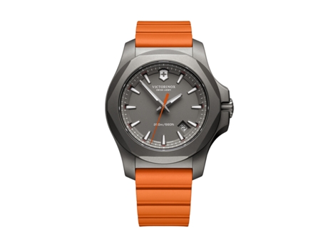 Relógio Homem Inox Titanium Orange Rubber Strap 43,00 Mm Bracelete De Cauchu Cor Da Bracelete Laranja À Prova De Água 20 Bar Victorinox Swissarmy
