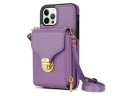 Suporte Casa Inch Para Iphone 12 Pro Max Pele Sintética Com Porta-cartões Roxo