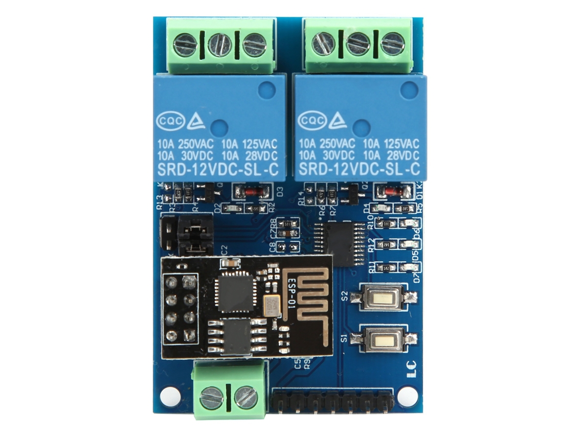 Laxiscreed Módulo Relé Wifi 2 Canais Com Controlo Remoto Por App Para Android, 12v