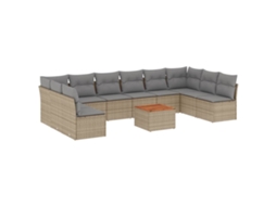 Conjunto de 11 Sofás Jardim C/ Almofadões Vime Pe Bege Misturado MAISON EXCLUSIVE (11 pcs)