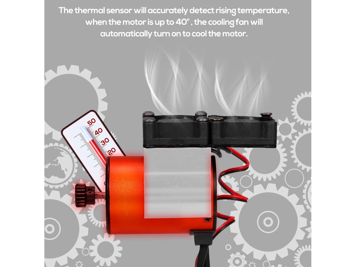 Mali dissipador de Calor para Motor Rc 540 550 com 2 Ventiladores e Sensor Térmico de Alumínio Cnc para Carros Traxxas Hsp Redcat Tamiya Axial