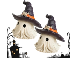 Conjunto De 2 Estatuetas De Fantasma De Resina Para Decoração De Mesa De Halloween |