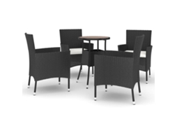 Maison Exclusive - 5 Pcs Conjunto Bistrô De Jardim C/ Almofadões Vime Pe Preto