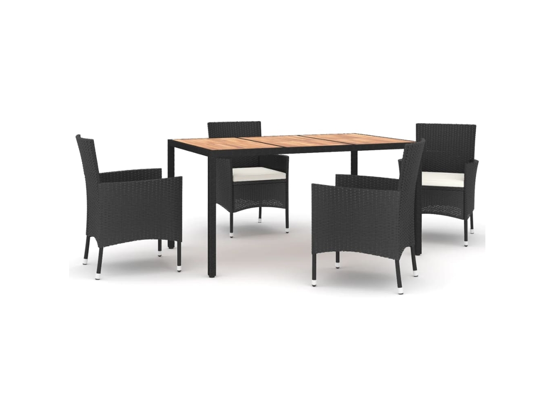 Maison Exclusive - 5 Pcs Conjunto De Jantar P/ Jardim C/ Almofadões Vime Pe Preto