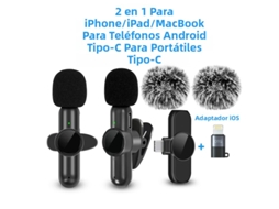 Microfone de Lapela Sem Fio 2.4g, com Cancelamento de Ruído, Compatível com Vários Dispositivos. MDUG (compatível com Type c e Ios)