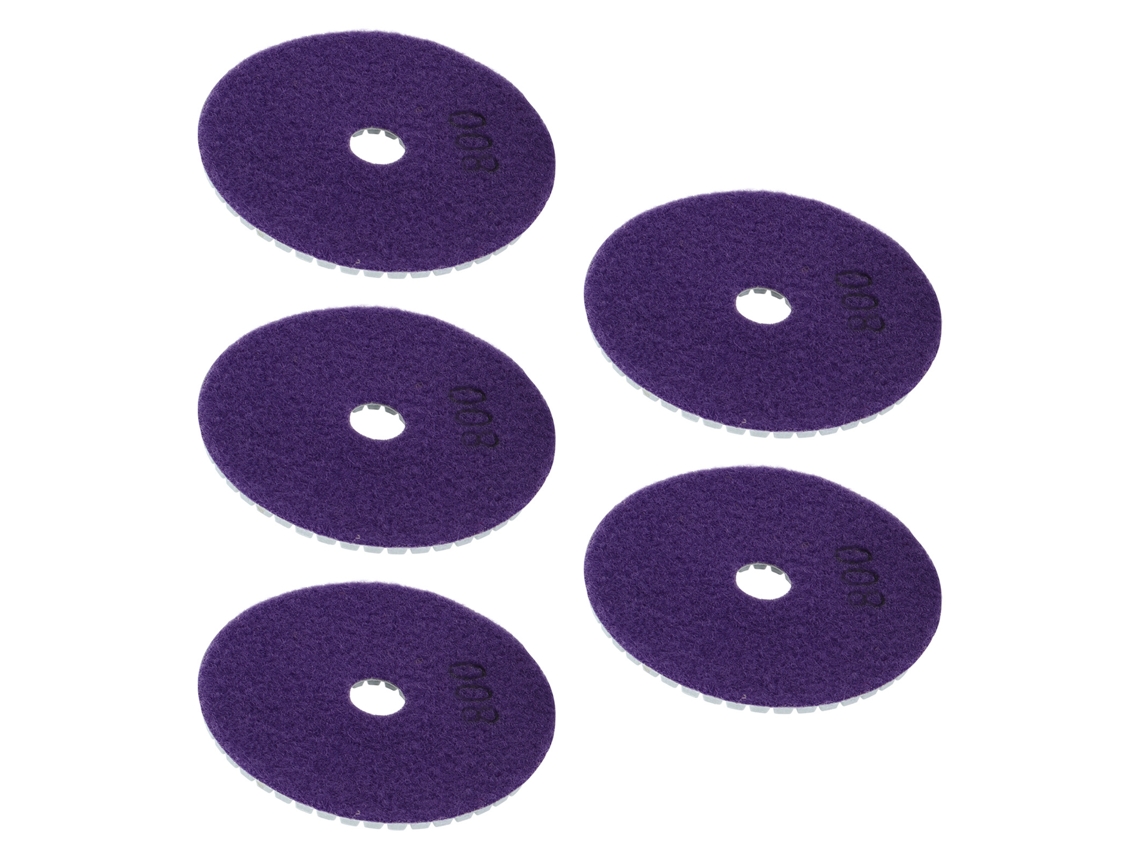 Kit De 5 Discos De Polimento Diamante Úmido De 4 Polegadas E 800 Grits Para Mármore, Granito E Cerâmica