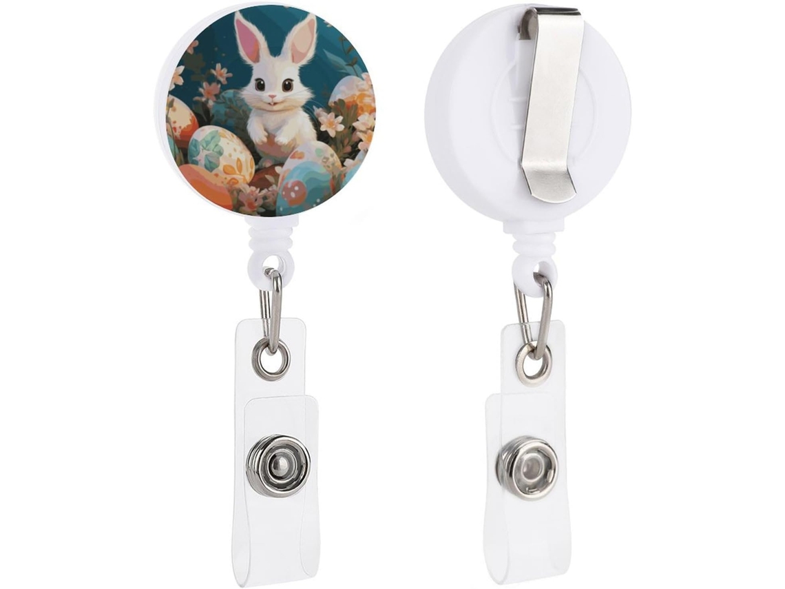 Porta Crachá Retrátil Com Clipe, Divertido E Com Coelhinho Da Páscoa, Profissionais De Enfermagem, Médicos E