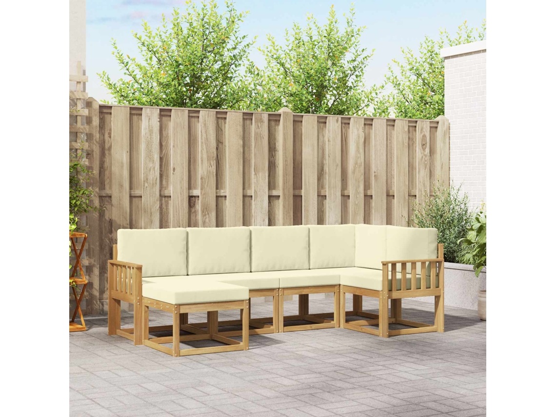 Vidaxl Conjunto De Sofás Para Exterior 6 Unid. Branco E Creme