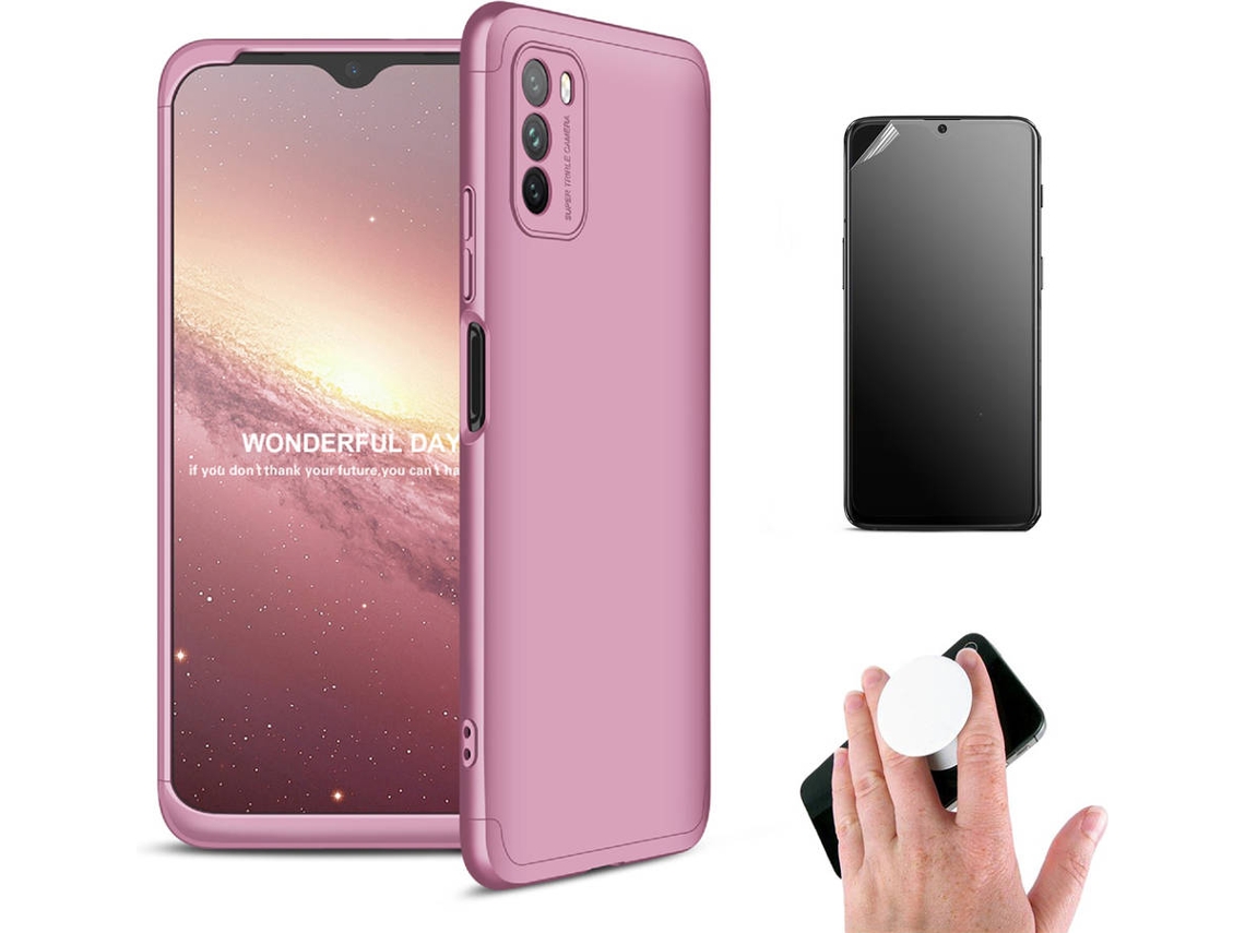 Kit Capa e Película Xiaomi Poco M3 Ultimatte Slim Armor 360º Popsocket Rosa