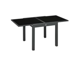 Mesa de Exterior Alumínio, Metal e Vidro Temperado Cor Preto 160x80x75 cm Outsunny
