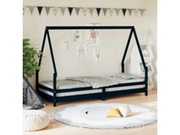Vidaxl Estrutura De Cama Infantil 80x200 Cm Pinho Maciço Preto