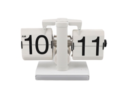 Reloj De Mesa Retro Digital Con Volteo Automático, Luz Ambiental Led, Funciona Con Pilas, Decoración Hogar Oficina Blanco