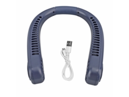 Portable Bladeless Neck Fan 1200mah Usb Rechargeable Folding Blue