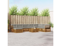 Vidaxl Conjunto De Sofás Para Exterior 9 Pcs Cinza Natural E Claro