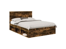 Estrutura da Cama com Cabeceira Carvalho Defumado 140x190 cm MAISON EXCLUSIVE