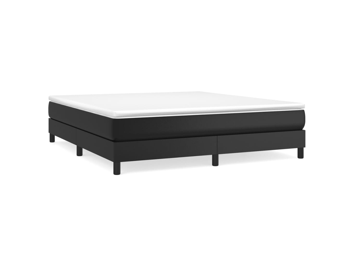 Cama com Molas Couro Artificial Preto MAISON EXCLUSIVE 180x200 cm