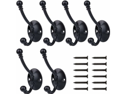 6 ganchos para casaco, gancho para roupas retrô, cabide de parede, cabide de porta de metal Slowmoose