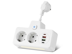 Régua De Tomadas De Parede Com Plugue Europeu, Pd Qc3.0, Carregamento Rápido, Carregamento Usb Multitap Com Interruptores Olysi Shop (branca)