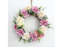 Guirlanda de Rosas Artificiais de 35 Cm, Guirlanda de Flores Decorativa para Porta. AQUAFORGE