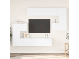 Vidaxl 8 Pcs Conjunto De Móveis De Tv Derivados De Madeira Branco