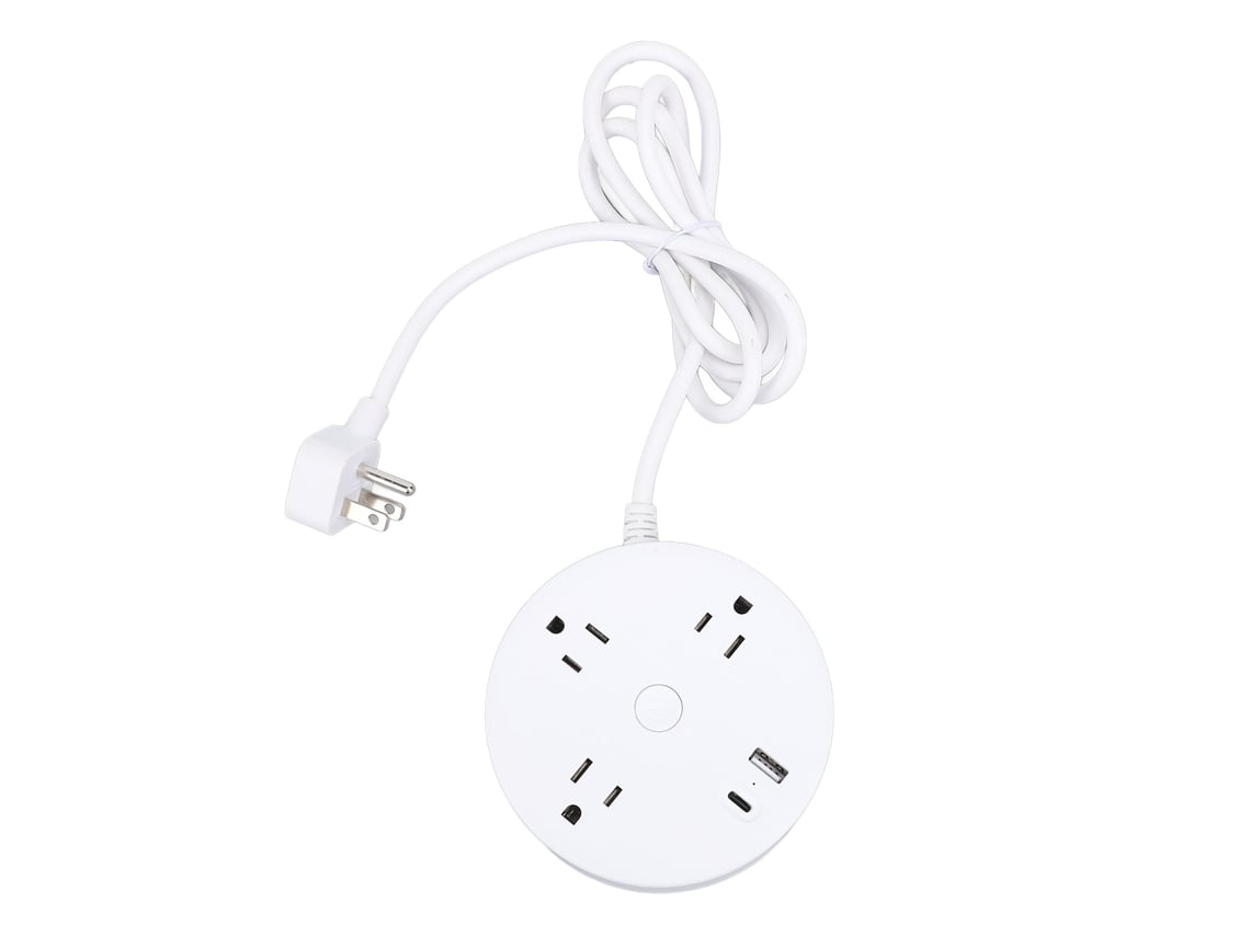 Regua de energia 5 em 1 plug plano 1,5m com USB A/C 20W, tomadas CA portátil para celular, laptop | S/MARCA