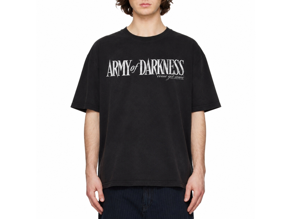 Rockinstone Army Of Darkness Movie Darkness White Logo Black Adult T-shirt Size:s