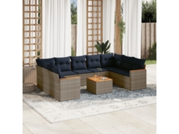 Vidaxl Conjunto De Sofá De Jardim Com 10 Peças E Almofadas Em Rattan Sintético Cinza