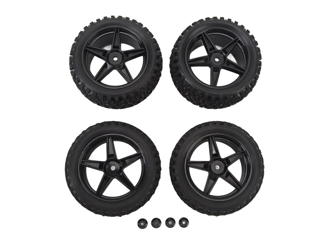 Mali 4pcs Rodas de Caminhão Rc 85mm Pneus Off Road com Aros de 5 Estrelas para Carros de Controle Remoto 1/10 Axial