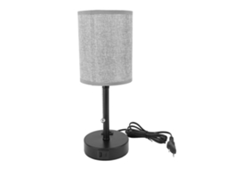 Lâmpada de Mesa Led com Abajur de Tecido Portas Usb A/c Interruptor Zipper para Quarto Escritório