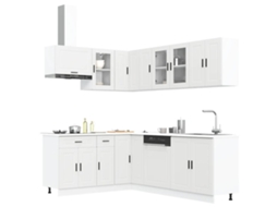 Vidaxl 11 Peças Armário De Cozinha Conjunto Porto Branco