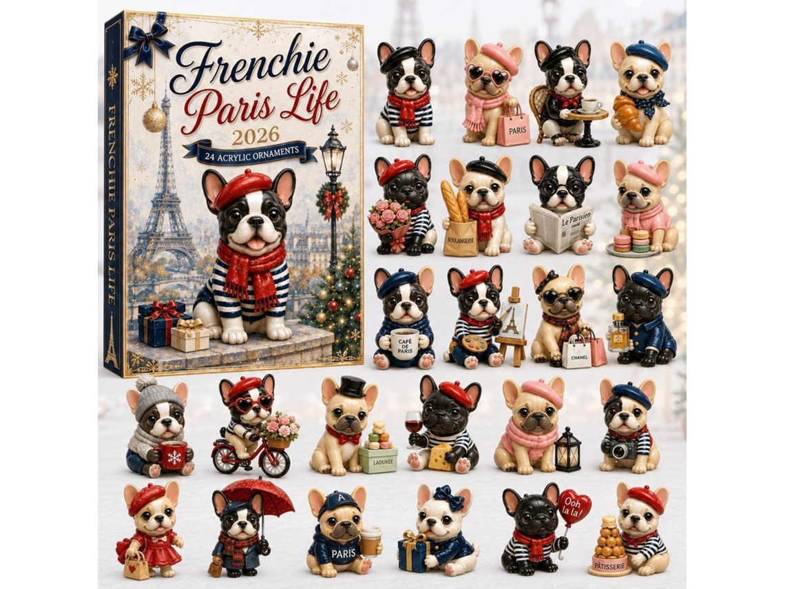 Calendário Do Advento 2d 2026 (bulldogs E Torre Eiffel)