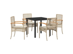 Maison Exclusive - Conjunto De Jantar Para Jardim 5 Pcs Bege E Preto Vime