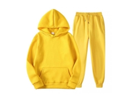 2026 conjunto de Sudadera Con Capucha de Manga Larga Casual para Hombre de Color Sólido Mvb L Amarillo