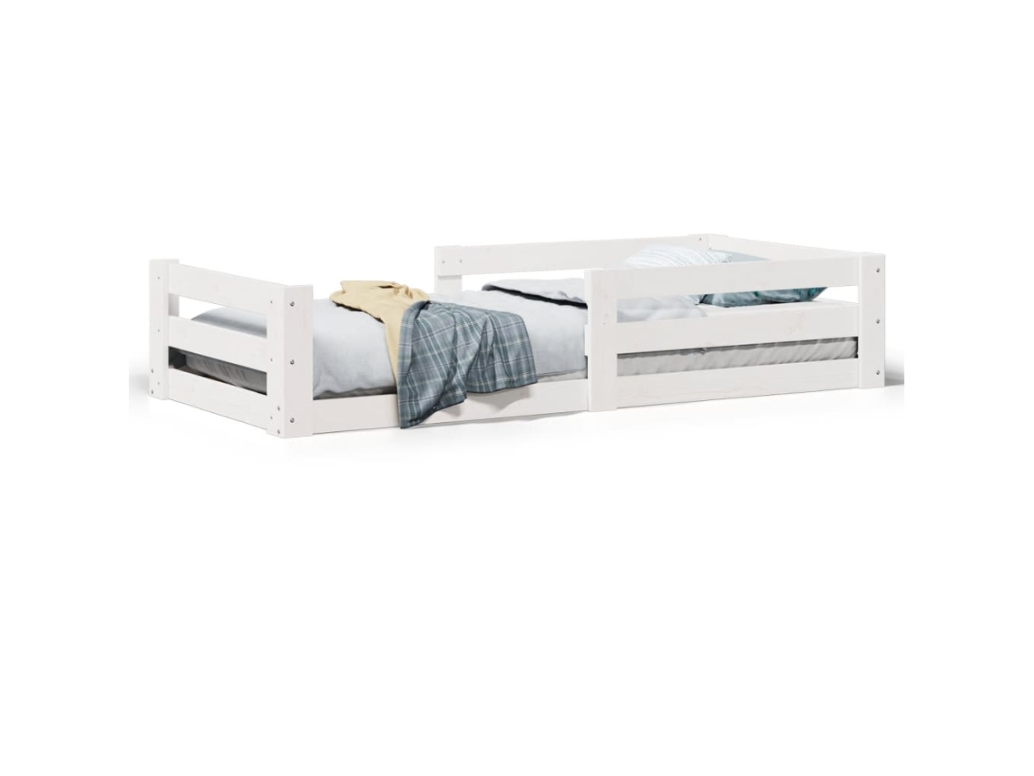 Cama Sem Colchão 90x200 cm Madeira de Pinho Maciça Branco MAISON EXCLUSIVE