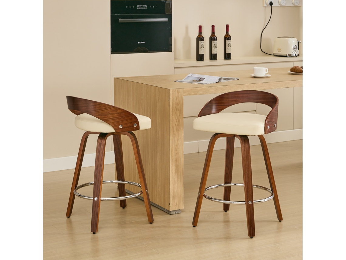Taburetes Madera Beige Giratorios 63cm