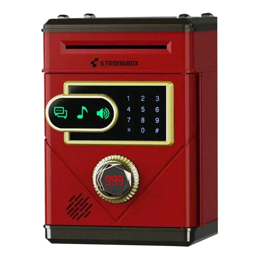 Cofrinho Eletrônico com Fechadura de Combinação, Cofrinho Inteligente, Brinquedo Bancário Automático. MDUG (vermelho)
