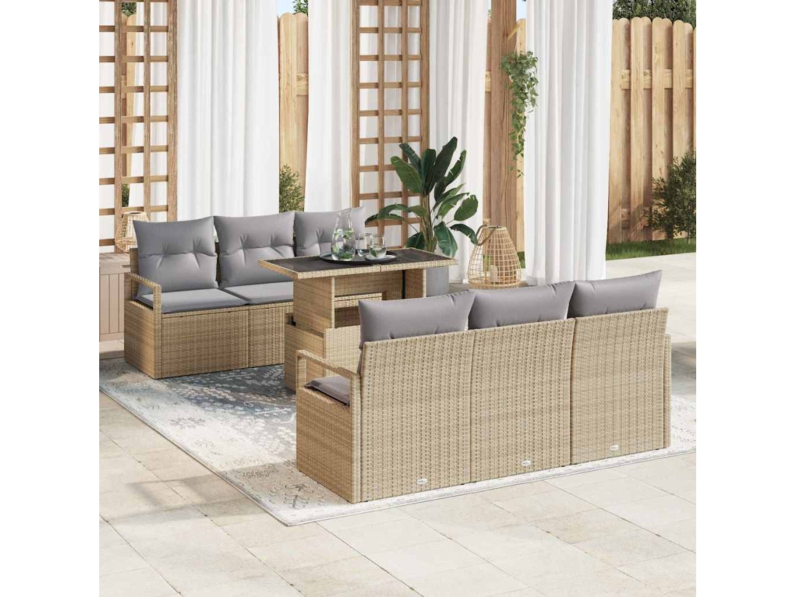 Vidaxl Conjunto De Sofá De Jardim 7 Unid. 6-número De Lugares