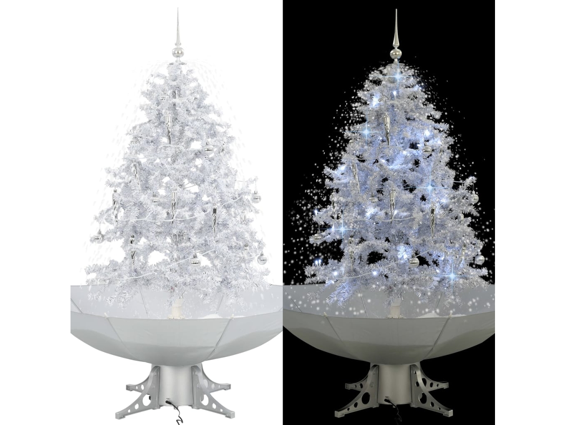 Vidaxl Árvore De Natal C/ Neve Base Formato Guarda-chuva 140 Cm Branco