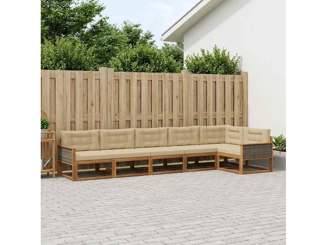 Vidaxl Conjunto De Sofás Para Exterior 6 Pcs Natural E Bege