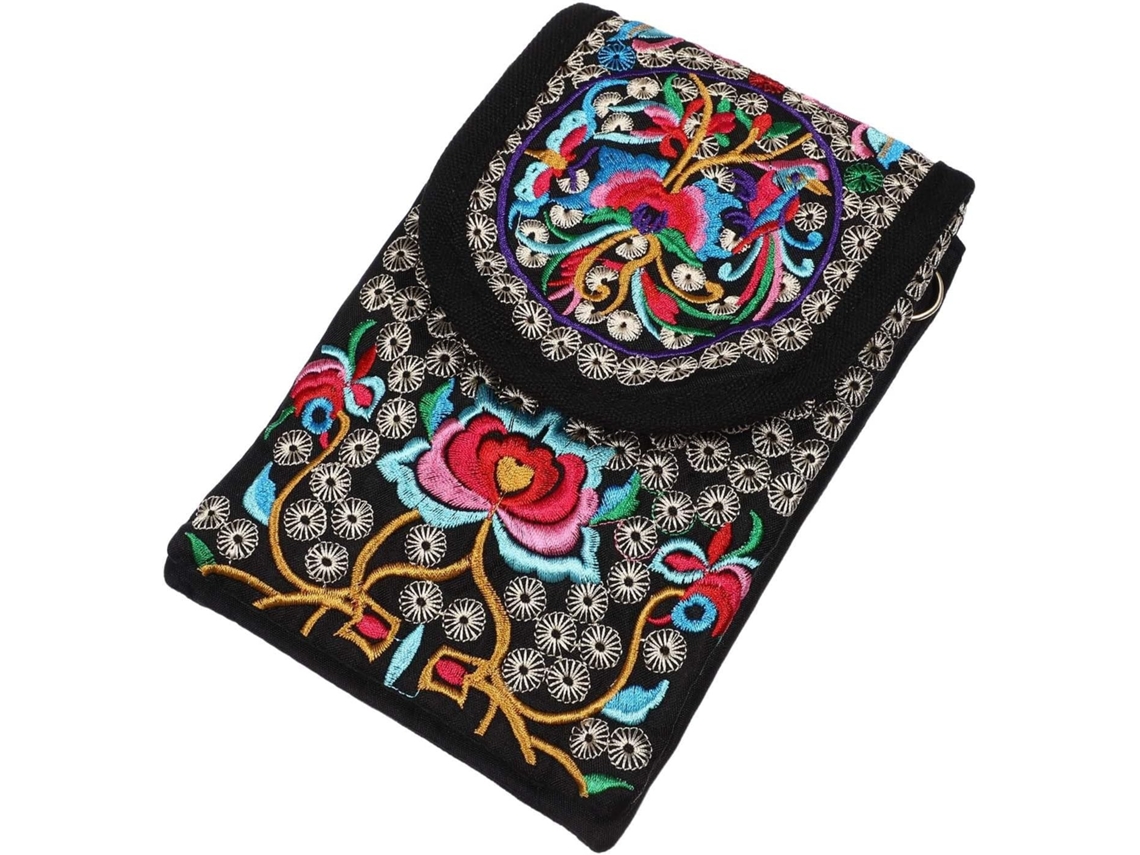 Bolsa Transversal De Lona Bordada Em Estilo Étnico Para Mulheres E Meninas, Nécessaire Para