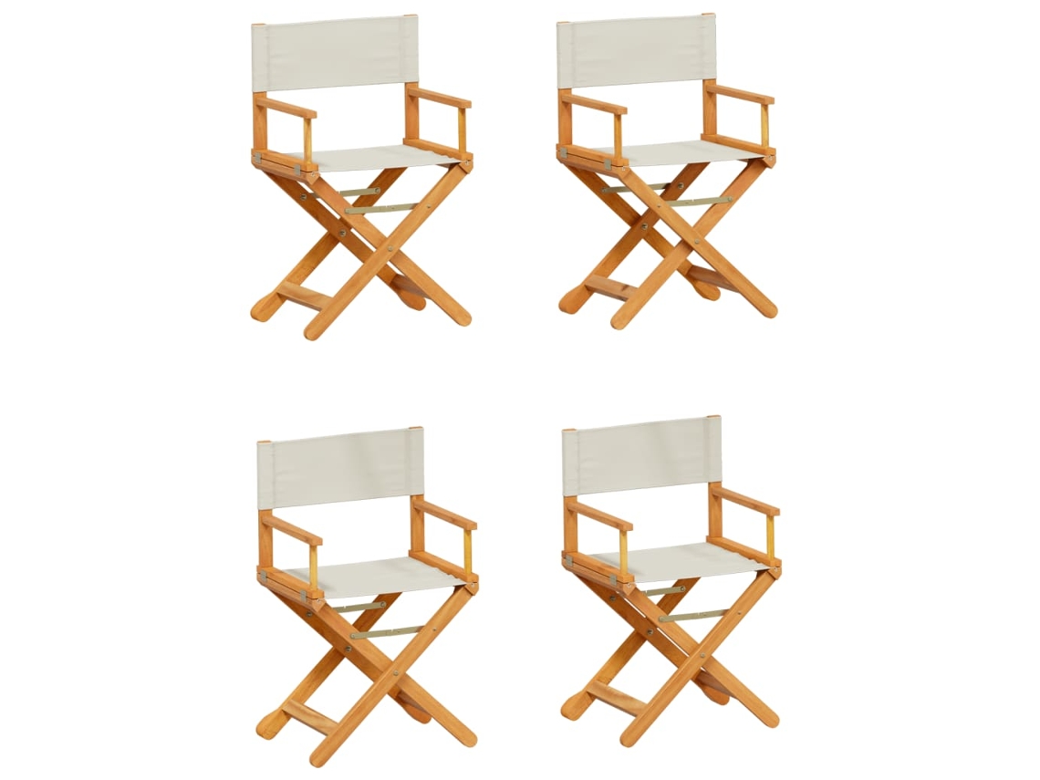 Maison Exclusive - 4 Pcs Cadeiras De Jardim Dobráveis Tecido Branco Nata