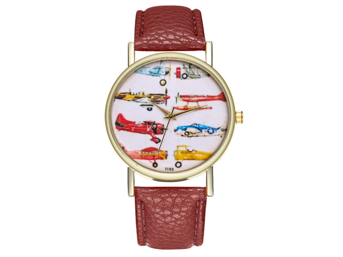 Reloj De Cuero De Mujer Y Hombre Zhoulianfa Quartz T193-a Avión Marrón
