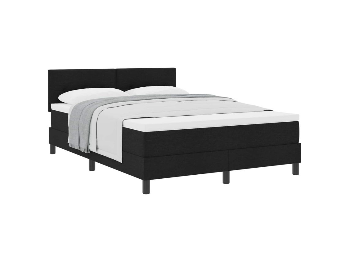 Cama Box com Cabeceira Manual Preto 140x190cm Tecido MAISON EXCLUSIVE