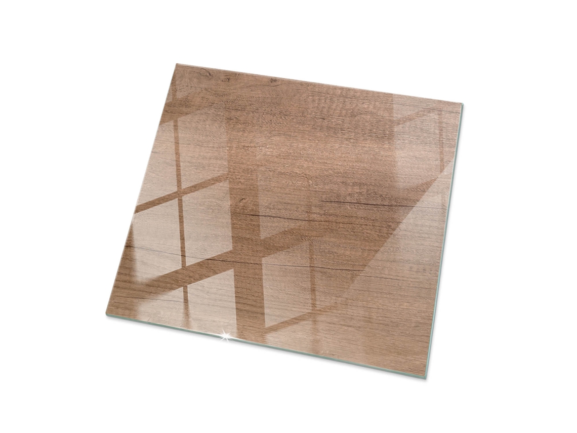 Tampo De Vidro Quadrado Espelharte (60x60 Cm - Padrão De Madeira Natural - Marrom)