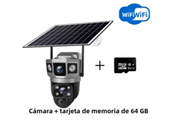 (64g) Câmera De Vigilância Externa Com Wi-fi, Lente Dupla, Tela Tripla, 12mp E Zoom De 10x, Alimentada Por Energia Solar.