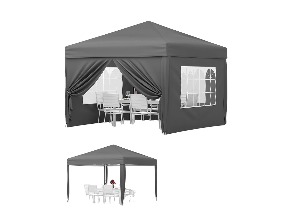 Gazebo Dobrável, Impermeável, Proteção Uv, Cinza, 3x3m-a